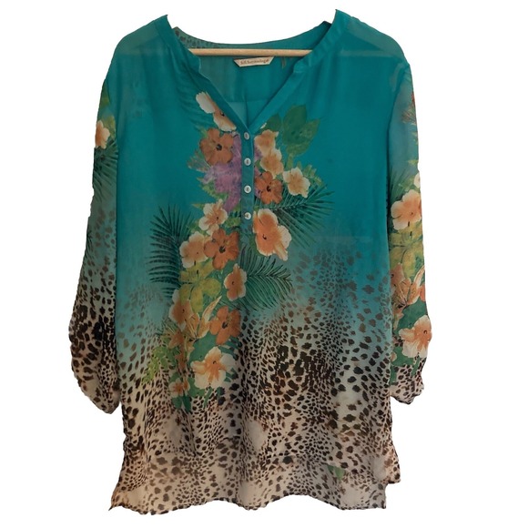 Soft Surroundings Tops - Soft Surroundings Sheer Floral Tunic Top Womens XL Beach Bathing Suit Cover Up